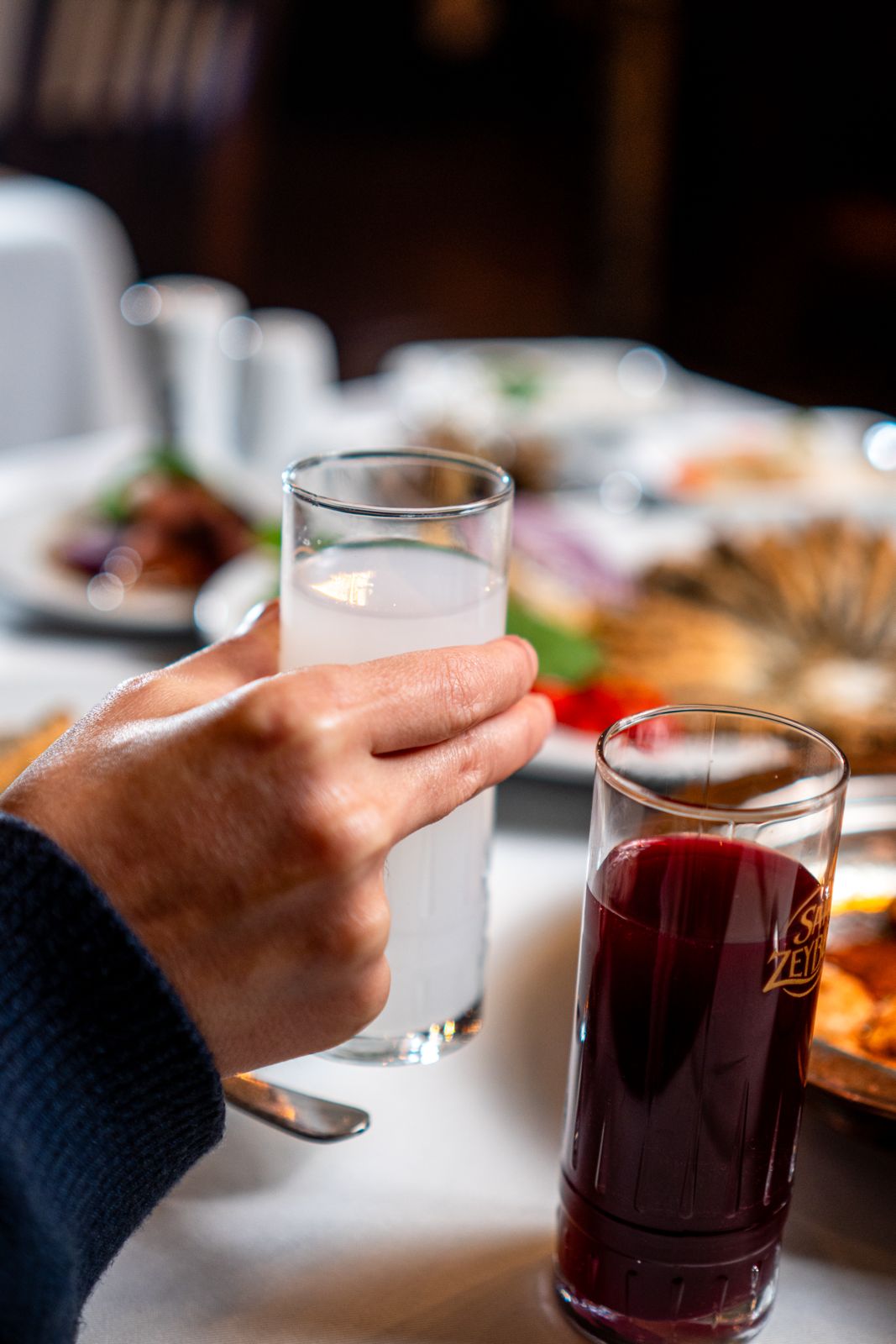 Rakı ve şarap kadehiyle şerefe